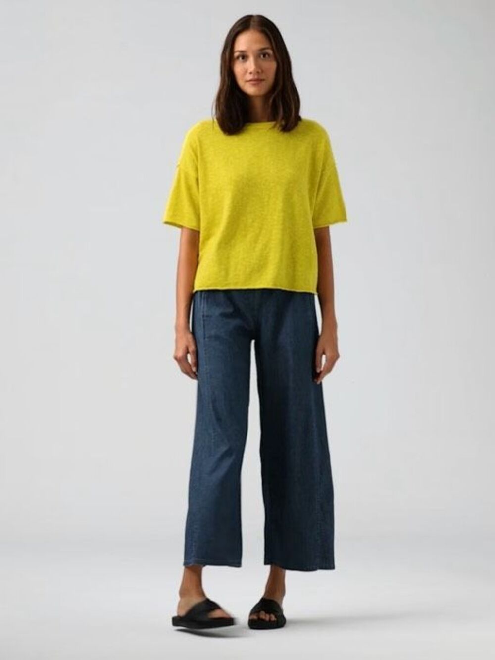 ✨Eileen Fisher Organic Linen Slub Bateau Neck Sunbeam Sz Small Top✨